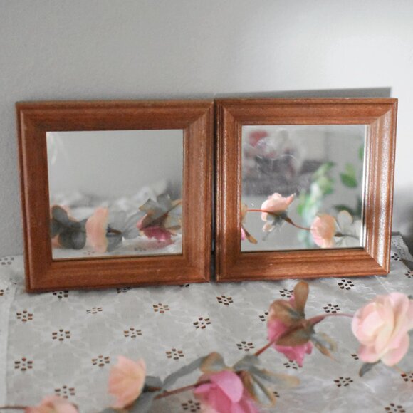 Other - Vintage Small Wood Frame Mirror Set - Country Cottage Farmhouse Home Decor
